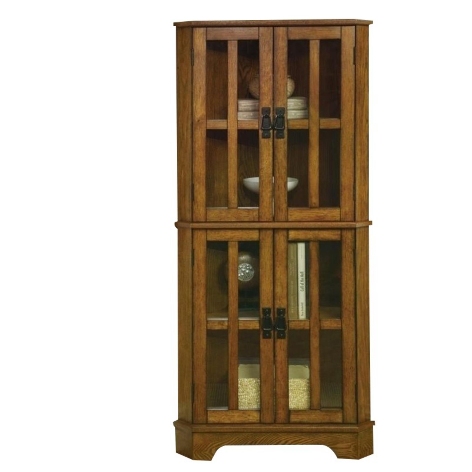 Coaster 950185 Warm Brown Oak Corner Curio Cabinet W/ Door Fronts